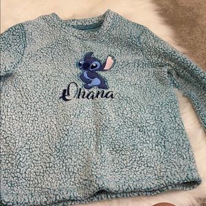 Ohana stitch blue fleece pajama top